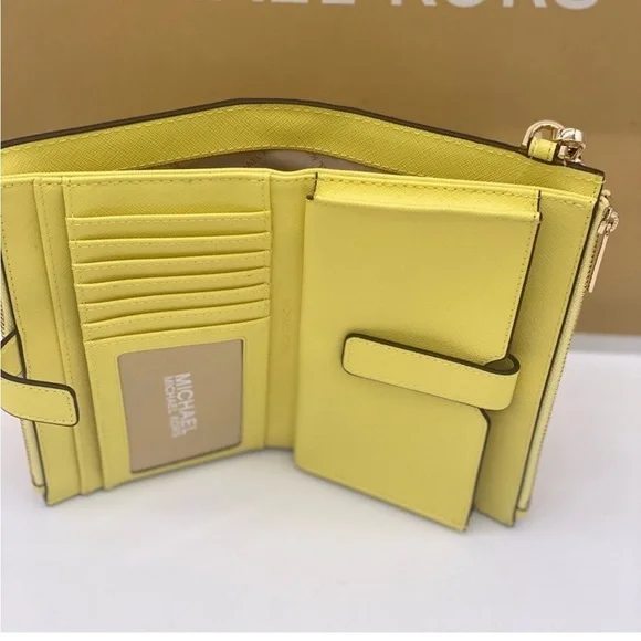Michael Kors DoubleZip Wallet Wristlet Phone Case Sunshine - Picture 8 of 11